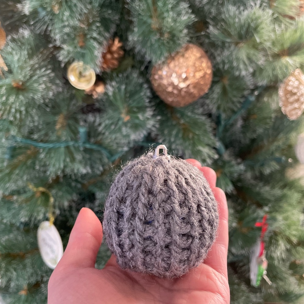 Gray Crocheted Christmas Ornament
